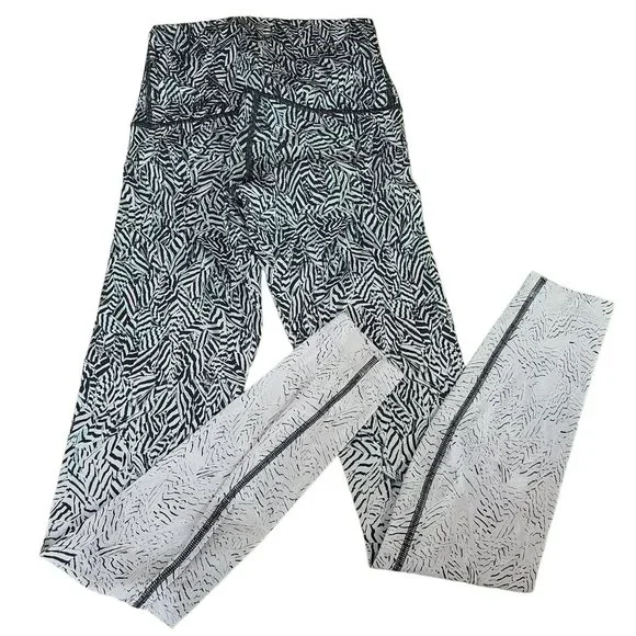 Lululemon Wunder Under Pant Hi-Rise Dazzle Nulux 50g Alpine White Black Size 4 - Picture 3 of 9